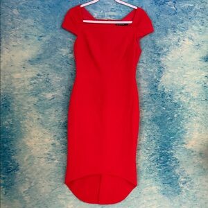 Black Halo Vibrant Red High Low Dress